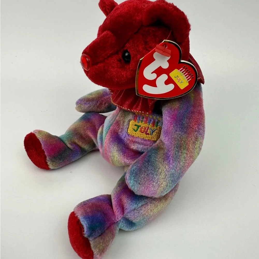 TY BEANIE BABIES HAPPY BIRTHDAY "JULY" THE BEAR. MWMT NOW RETIRED - Picture 3 of 5